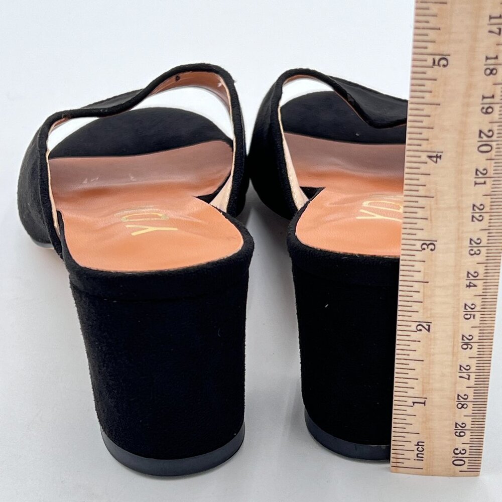 YDN Black Low Chunky Heel Slide Mule Open Toe Slipper Dressy Shoes Sandals - Picture 5 of 8
